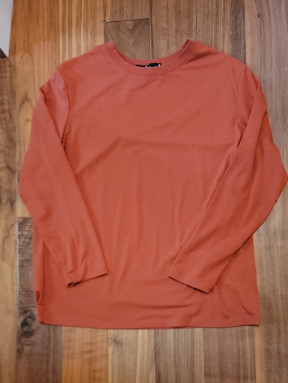 Women's Long-Sleeve Crewneck Tee in Rust Orange